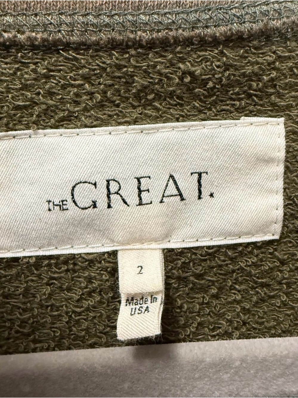 THE GREAT. Olive Tone Colorblock Half-Zip Pullover 2/M - Picture 6 of 7
